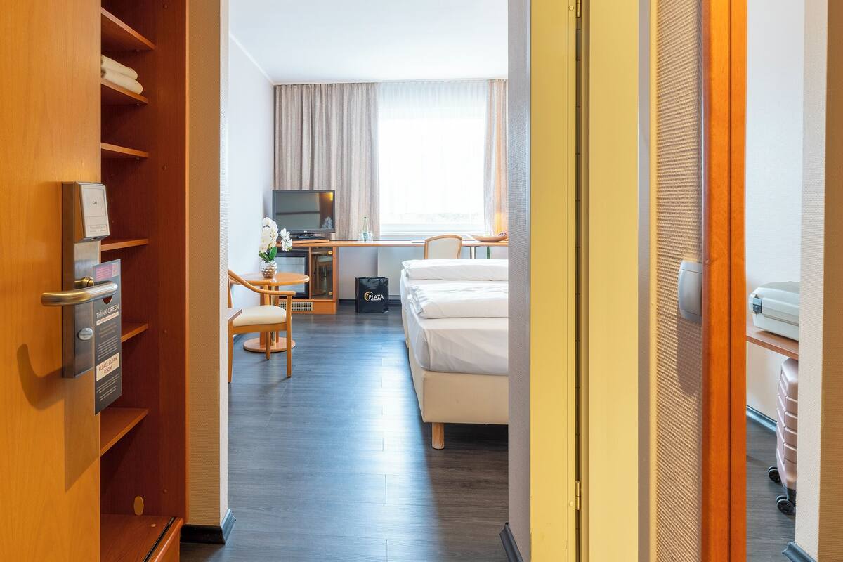 Individually decorated, individually furnished, desk, laptop workspace