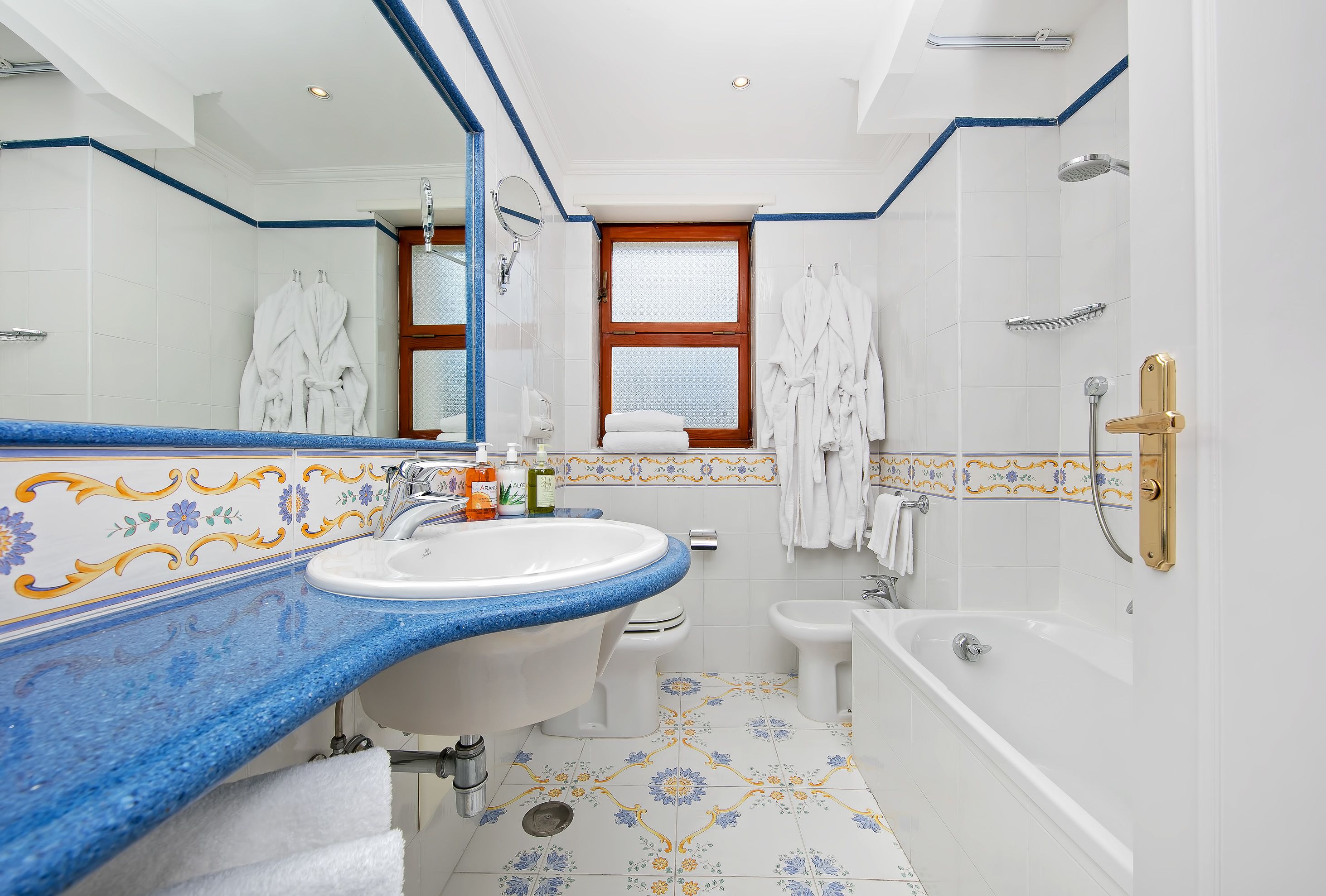 shower, free toiletries, hair dryer, bathrobes