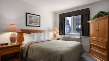Premium bedding, desk, blackout curtains, iron/ironing board
