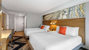 Premium bedding, desk, blackout curtains, iron/ironing board