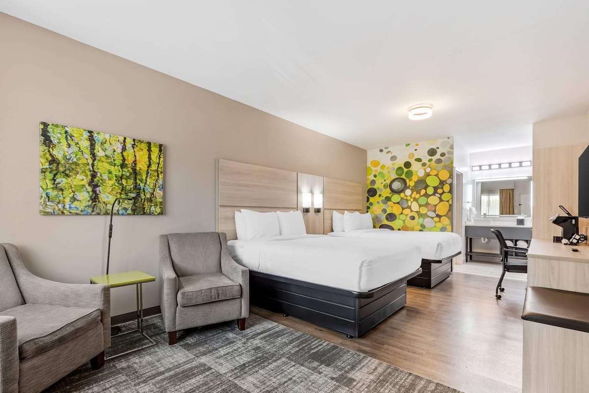 Standard Room, 2 Queen Beds, Non Smoking | Desk, blackout drapes, iron/ironing board, free WiFi