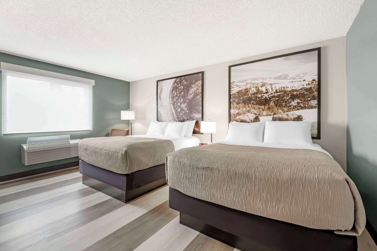 double room, 2 queen beds, non smoking | desk, blackout curtains, iron/ironing board, free cots/infant beds