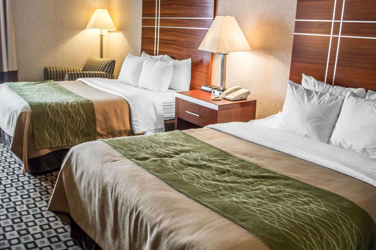 standard room, 2 queen beds | premium bedding, desk, iron/ironing board, free wifi