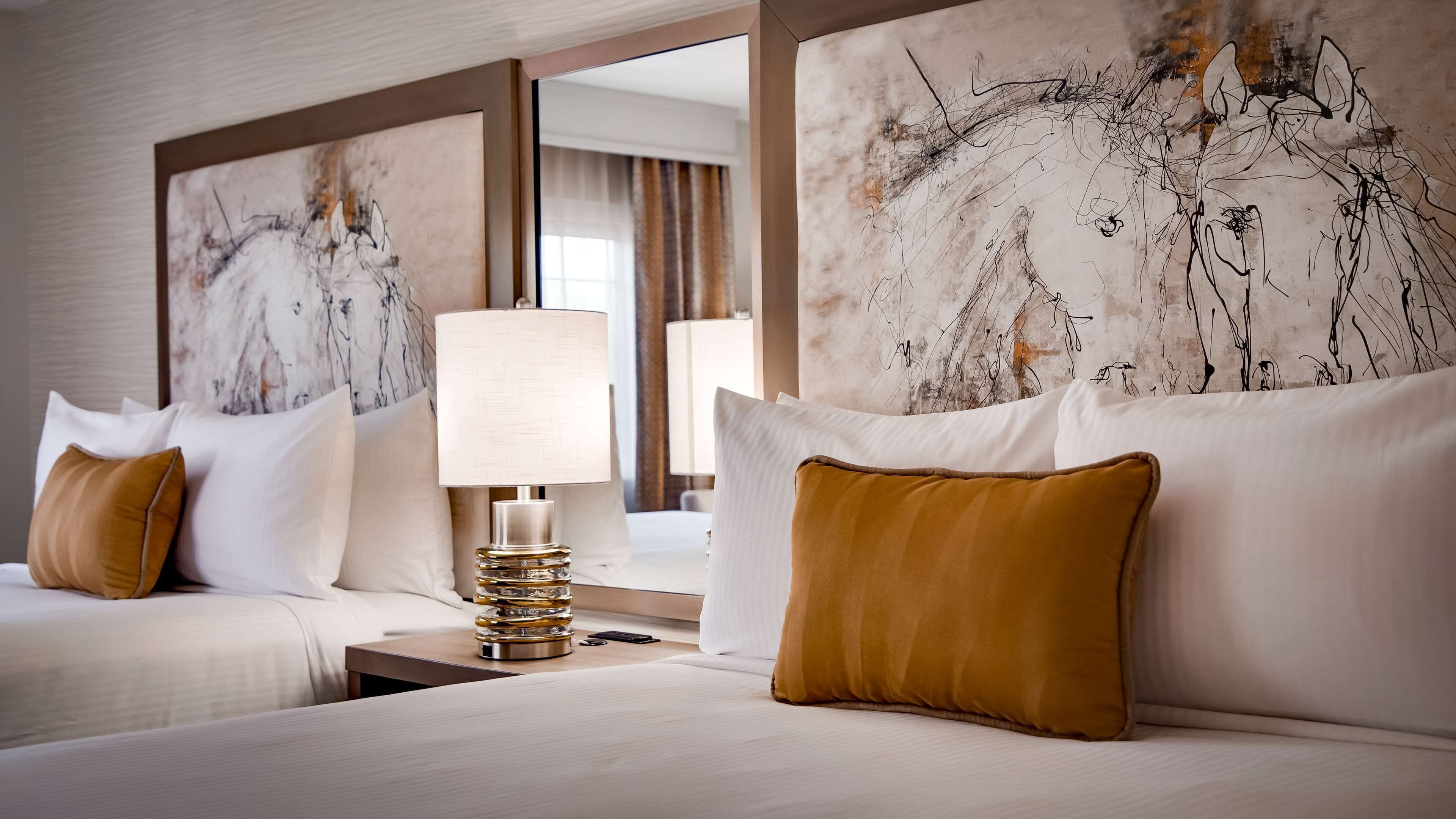 standard room, 2 queen beds, non smoking, refrigerator & microwave | premium bedding, in-room safe, desk, laptop workspace