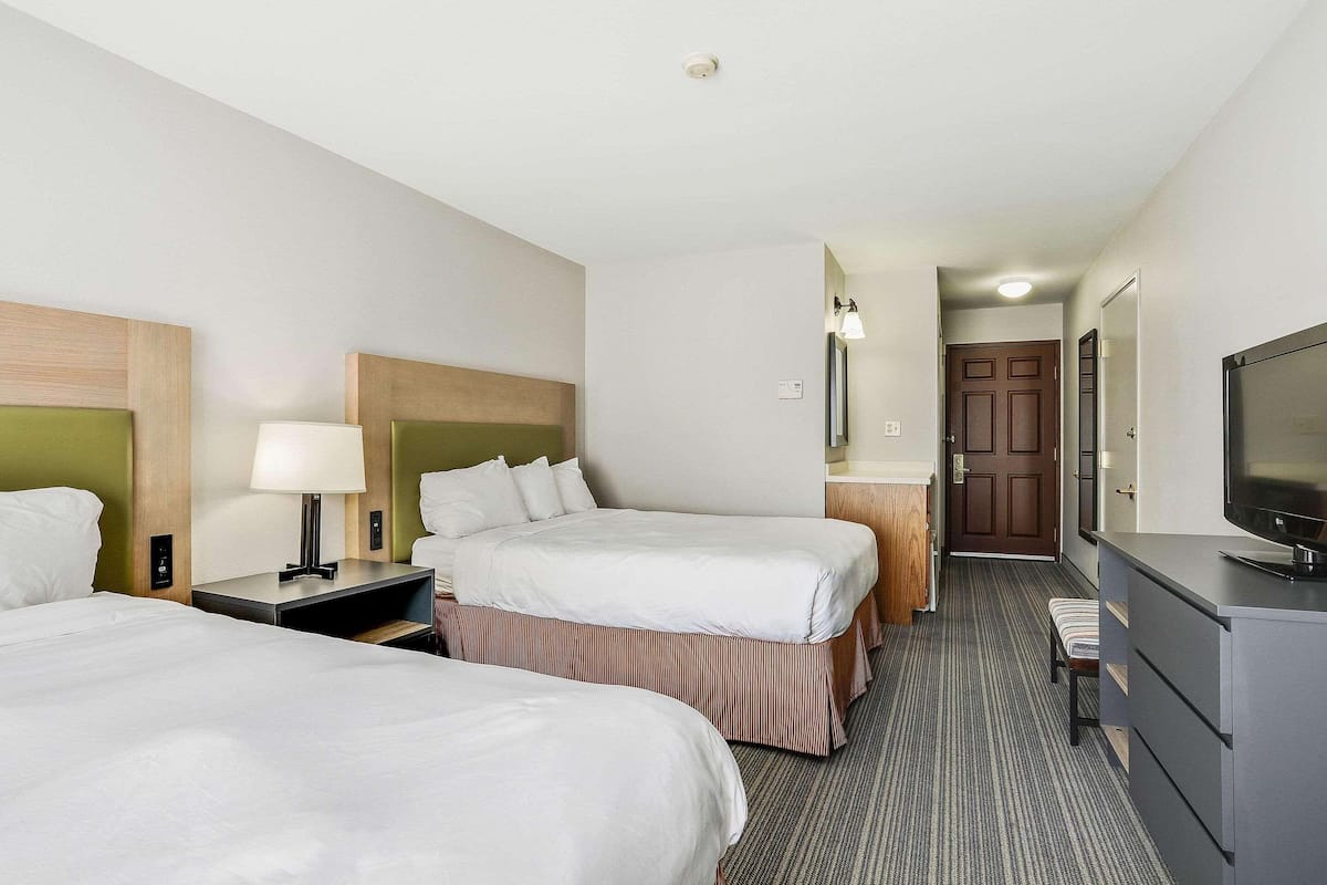 Room, 2 Queen Beds, Non Smoking | Premium bedding, blackout drapes, iron/ironing board