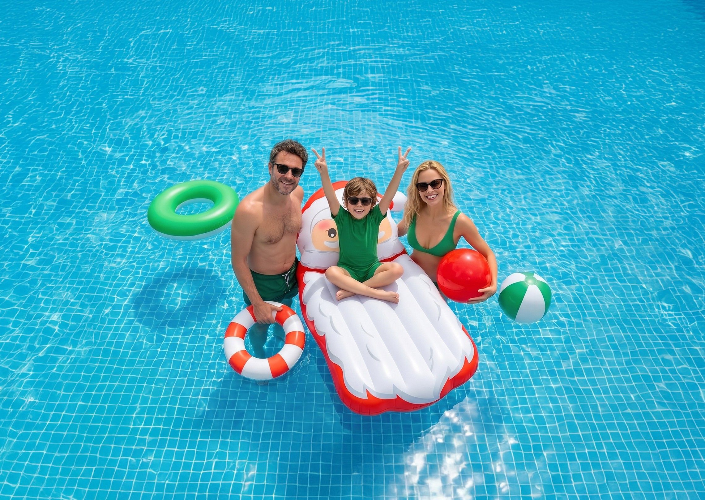 Uma piscina com águas azul-claras.