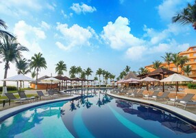 Indoor pool, outdoor pool, open 9:00 AM to 8:00 PM, pool umbrellas