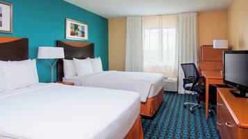 Room, 2 Queen Beds | Premium bedding, desk, iron/ironing board, free cribs/infant beds