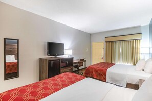 Premium bedding, desk, blackout curtains, iron/ironing board