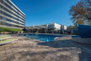 Outdoor pool, pool loungers