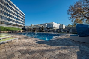 Outdoor pool, sun loungers