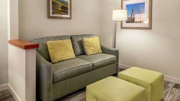 One King Bed, Non-Smoking | Living area | 43-inch LED TV with cable channels, TV