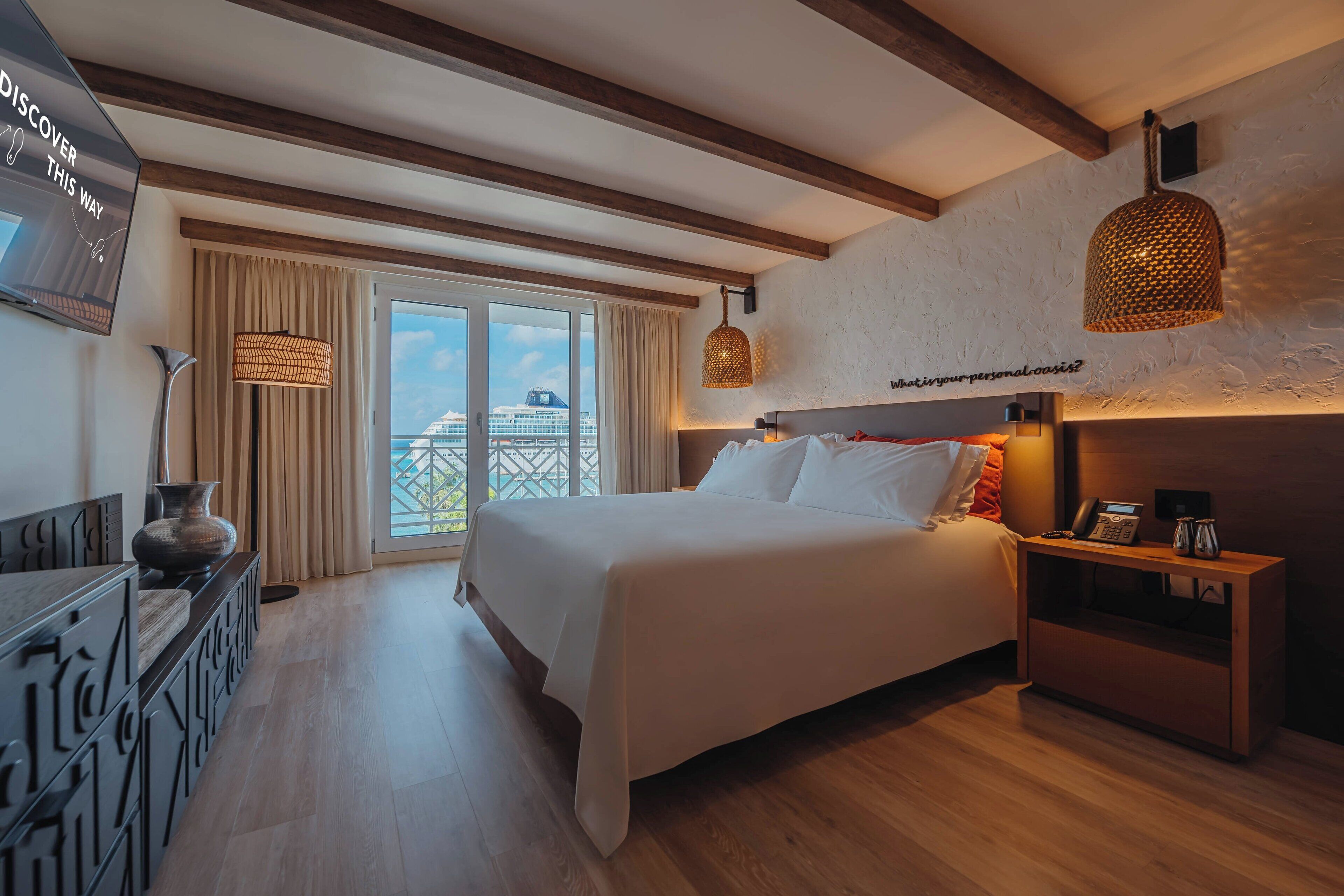 Room, 1 King Bed, Ocean View (Adults Only, Marina Hotel) | Premium bedding, in-room safe, laptop workspace, iron/ironing board