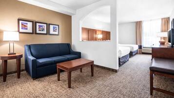 Suite, 2 Double Beds, Non Smoking | Desk, blackout drapes, iron/ironing board, free cribs/infant beds