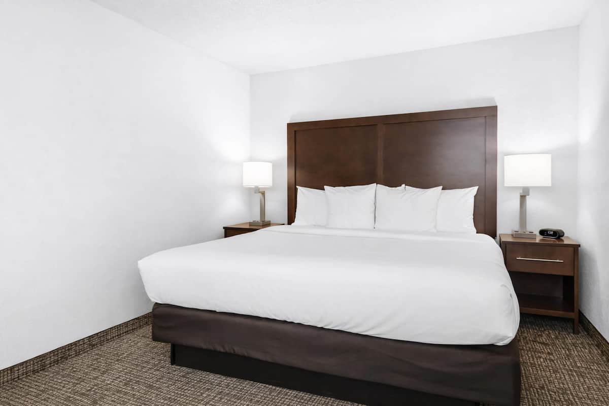 Corner King Suite,1 King Bed, Non Smoking | Desk, blackout drapes, iron/ironing board, free cribs/infant beds