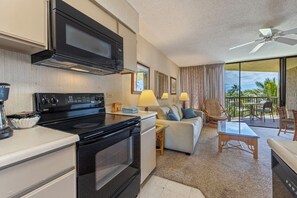 Economy Condo, 1 Bedroom, Ocean View | Private kitchen | Fridge, microwave, oven, stovetop