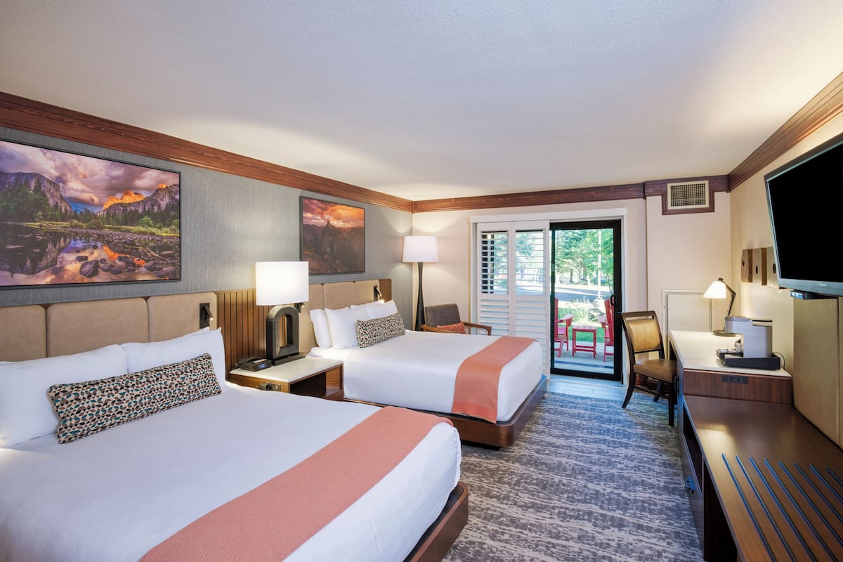 Premium Room, 2 Queen Beds, Patio | Egyptian cotton sheets, premium bedding, pillowtop beds, in-room safe