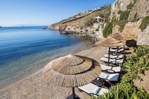 Private beach, sun-loungers, beach umbrellas, beach massages