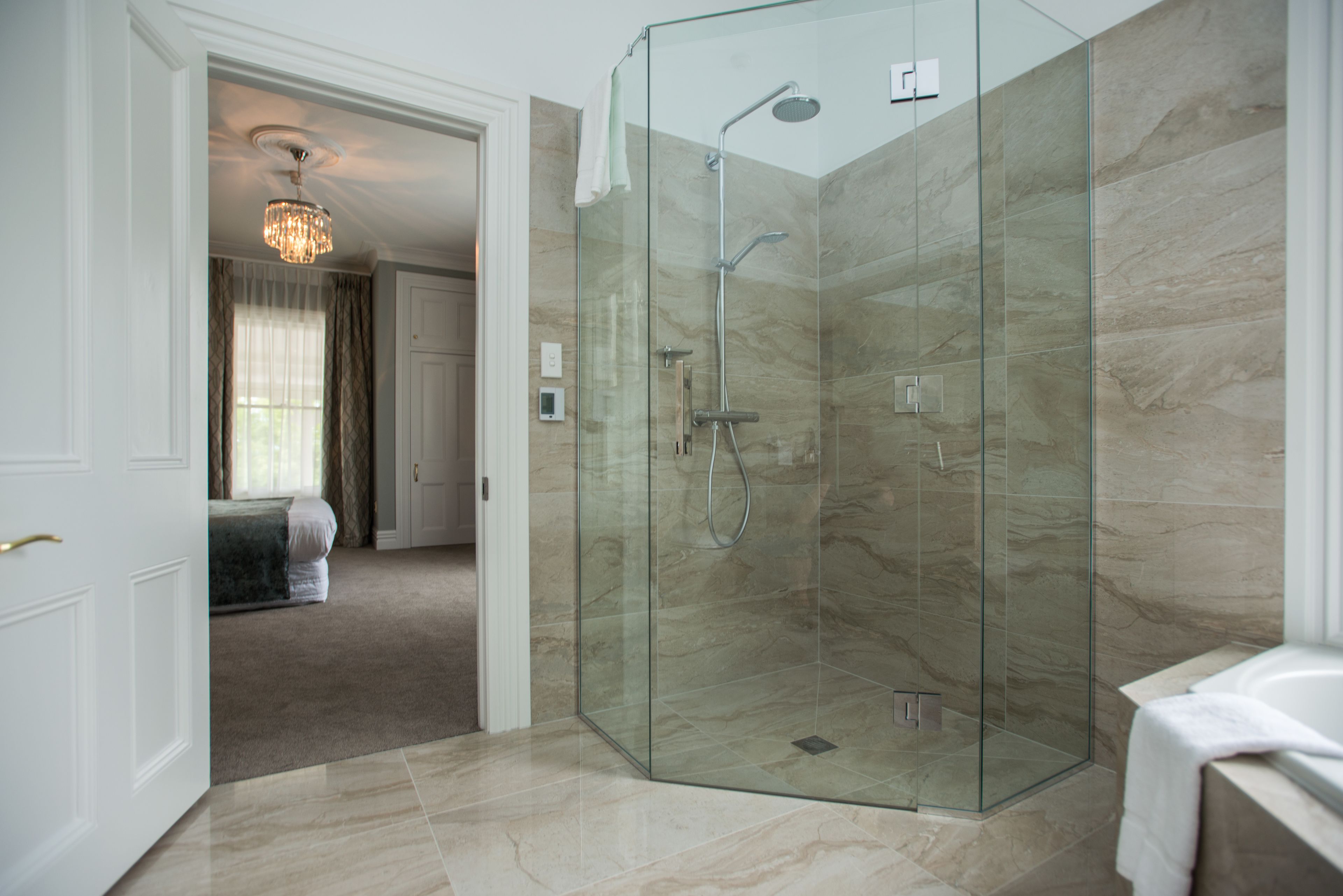 homestead suite | bathroom | shower, free toiletries, hair dryer, bathrobes