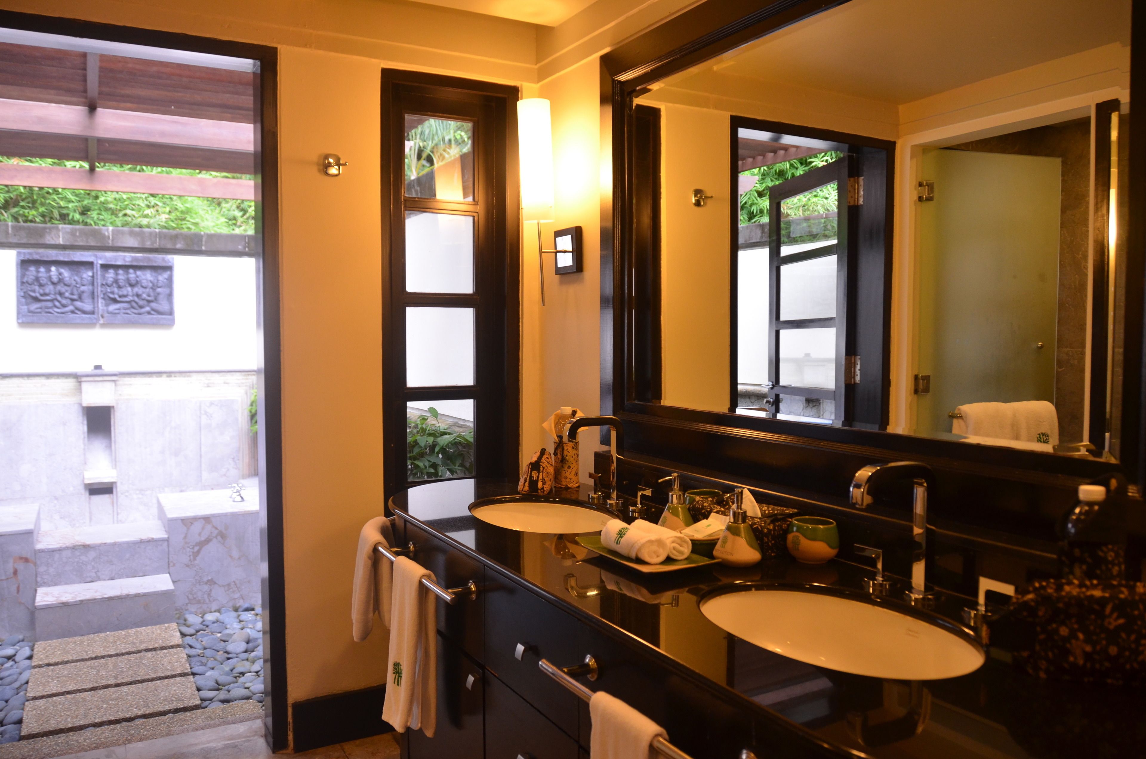 shower, designer toiletries, hair dryer, bathrobes