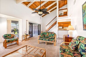 Condo, 2 Bedrooms, Ocean View (Loft) | Living area | 32-inch flat-screen TV with cable channels, TV, table tennis