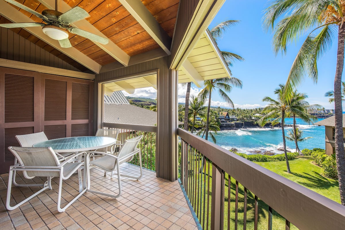 Room, Multiple Beds, Partial Ocean View | Balcony view