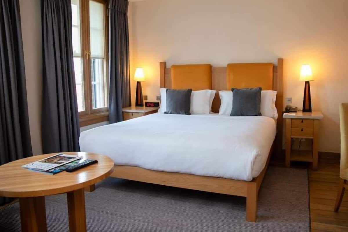 Classic-Suite, 1 King-Bett und Schlafsofa, Flussblick | Bettwäsche aus ägyptischer Baumwolle, hochwertige Bettwaren