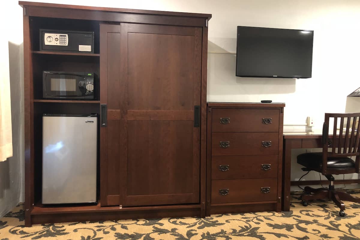 in-room safe, desk, blackout curtains, iron/ironing board