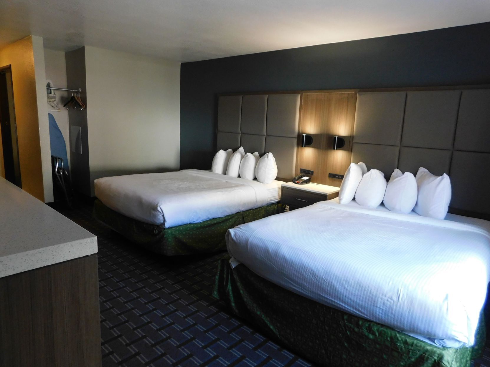 Premium bedding, pillow-top beds, desk, iron/ironing board