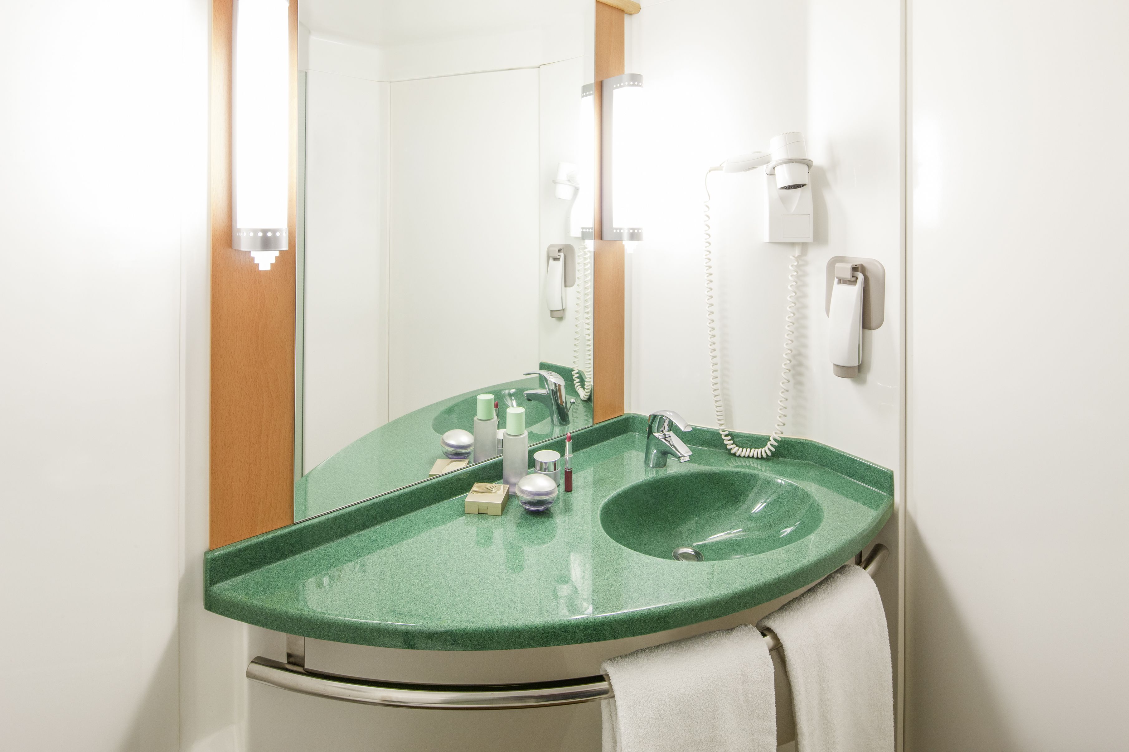 shower, eco-friendly toiletries, hair dryer, towels