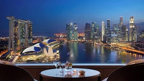 A view from a hotel room overlooking a city skyline with modern buildings and a waterfront. - The Ritz-Carlton, Millenia Singapore (Singapore)