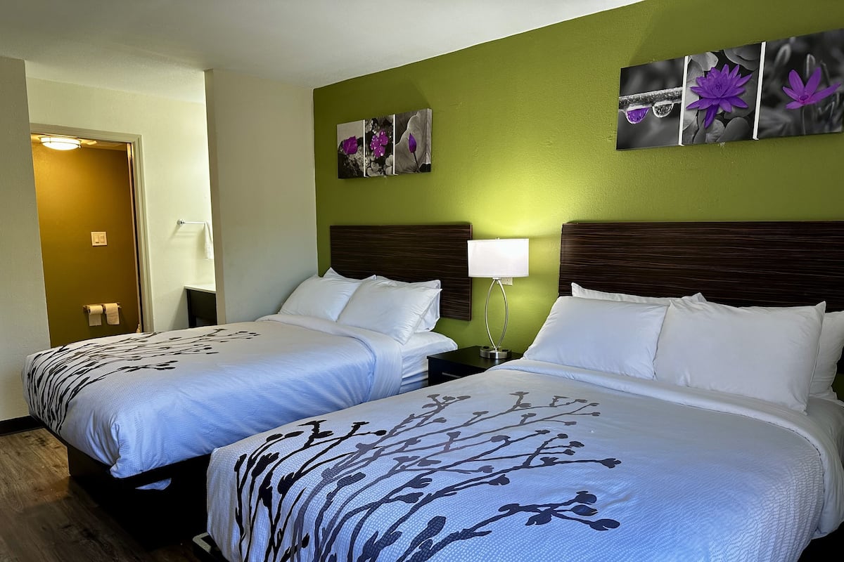 Standard Room, 2 Double Beds, Non Smoking | Desk, laptop workspace, blackout curtains, soundproofing