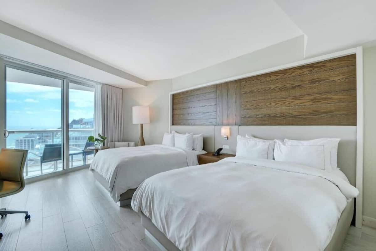 Premium bedding, pillowtop beds, in-room safe, desk