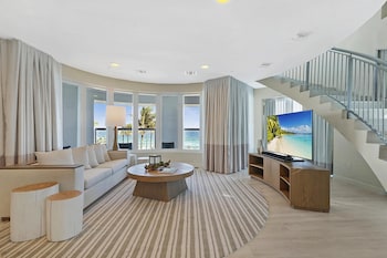 Presidential Suite, 3 Bedrooms (Ocean Front) | Living area | Flat-screen TV, video-game console, pay movies at Beach House Fort Lauderdale, a Hilton Resort