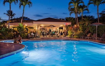 2 outdoor pools, open 7:00 AM to 10:00 PM, cabanas (surcharge) at Maui Coast Hotel