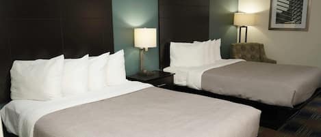 Standard Double Room, 2 Double Beds, Non Smoking | Desk, laptop workspace, blackout drapes, iron/ironing board