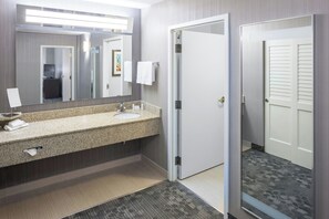 Combined shower/bathtub, free toiletries, hair dryer, towels