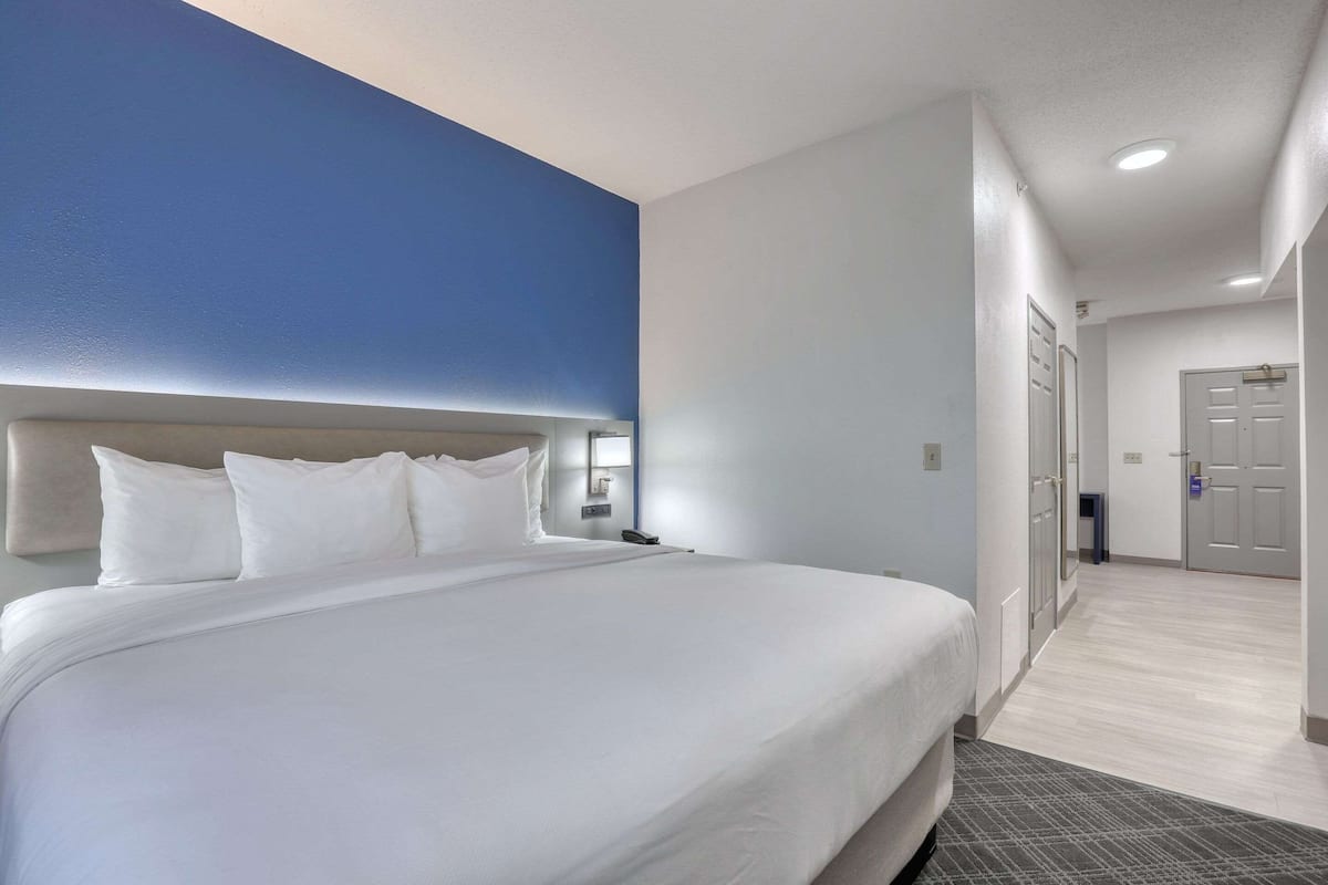 1 bedroom, desk, blackout drapes, iron/ironing board