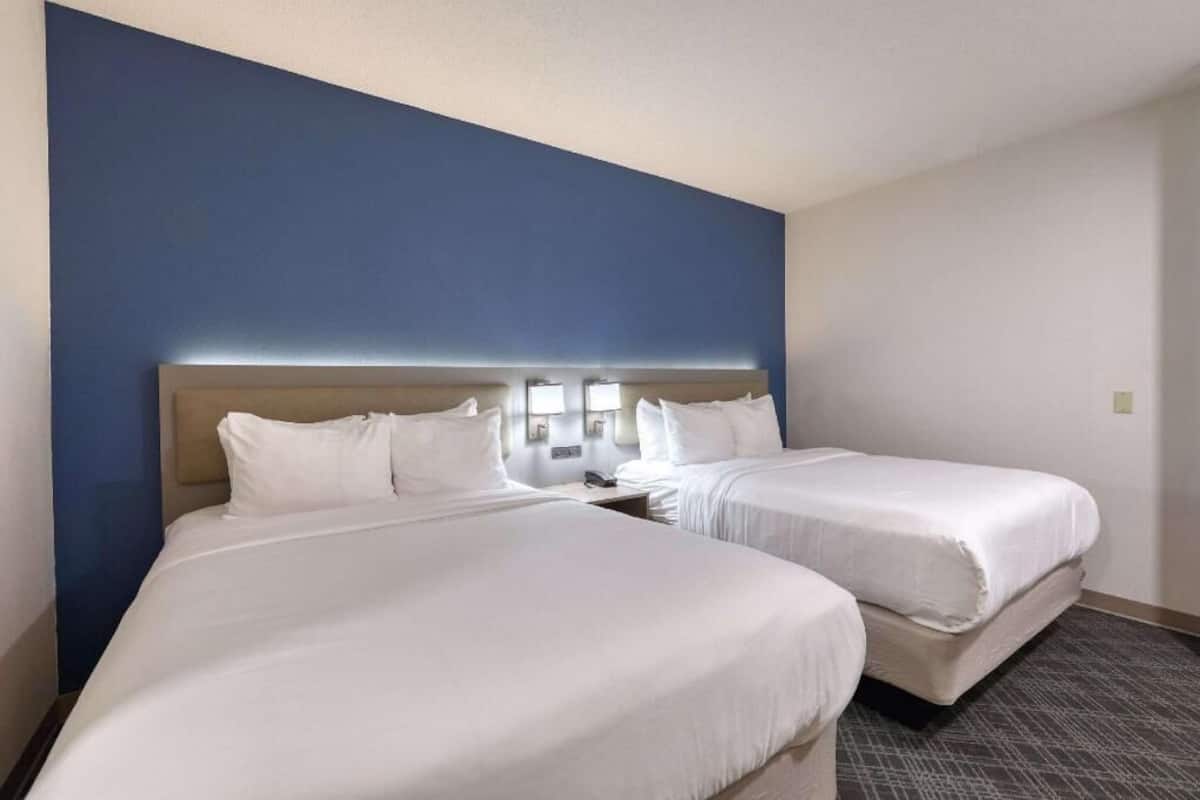1 bedroom, desk, blackout drapes, iron/ironing board