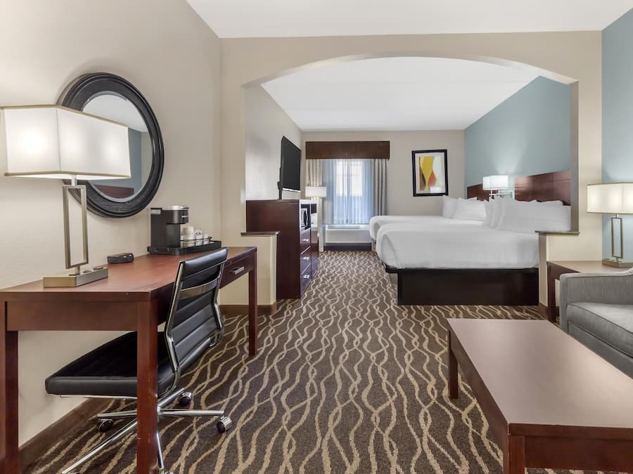 Suite, 2 Queen Beds, Non Smoking, Refrigerator & Microwave (with Sofabed) | In-room safe, desk, blackout drapes, iron/ironing board