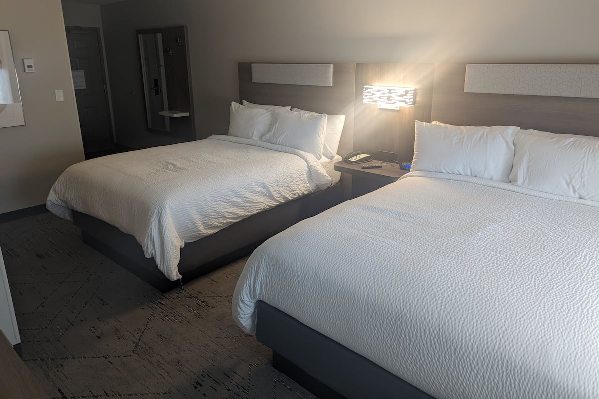 Premium bedding, pillowtop beds, desk, blackout drapes