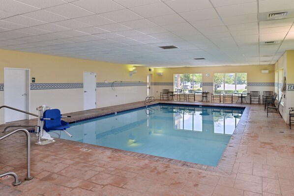 Indoor pool, open 7:00 AM to 11:00 PM, sun loungers