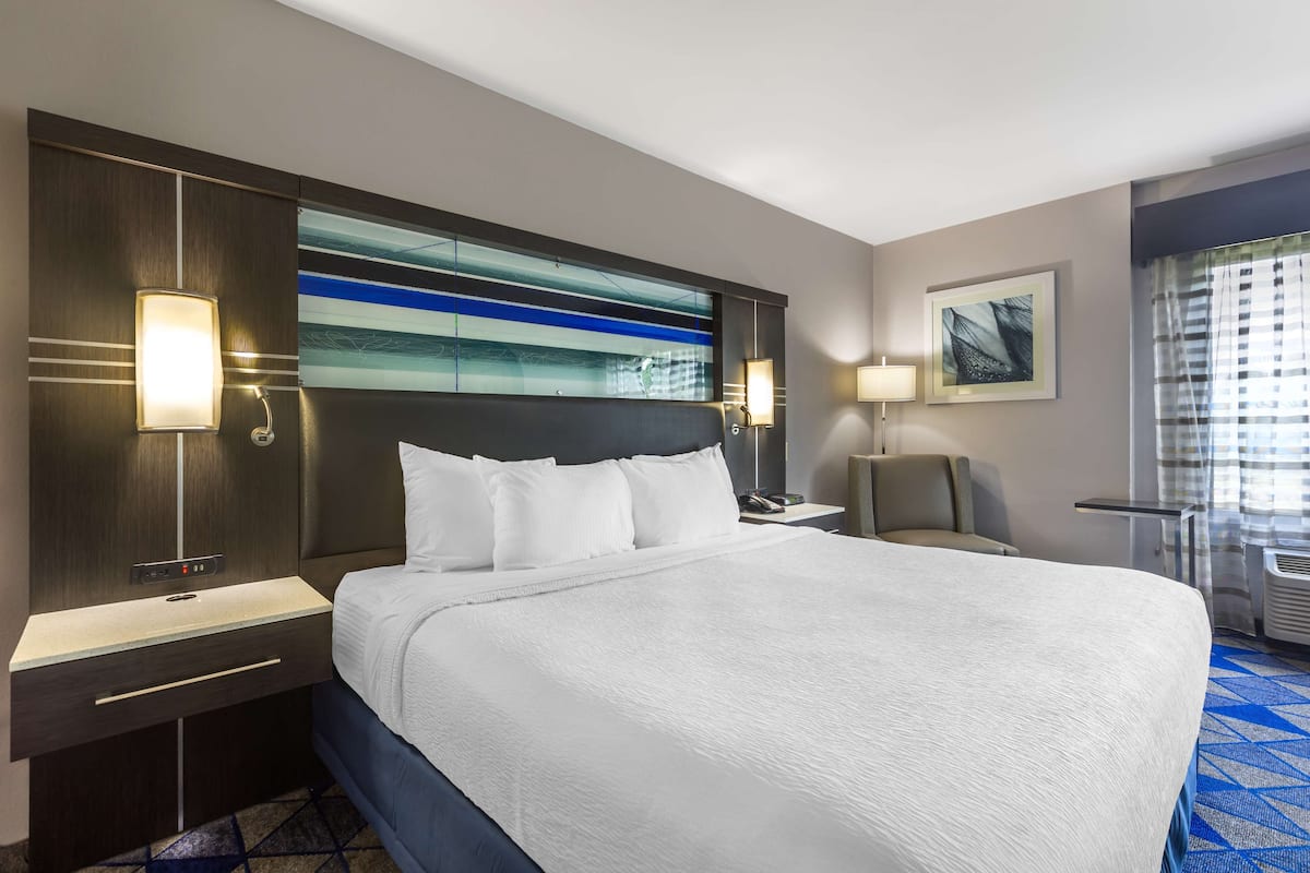 Standard Room, 1 King Bed, Non Smoking, Refrigerator & Microwave | Desk, laptop workspace, blackout drapes, iron/ironing board