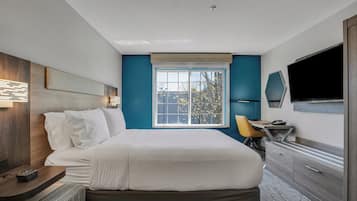 Premium bedding, down comforters, pillowtop beds, desk