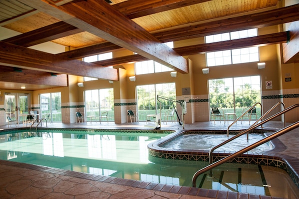 Indoor pool, open 6:00 AM to 10:00 PM, sun loungers