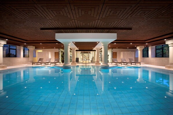 Indoor pool, open 6:00 AM to 10:00 PM, sun loungers