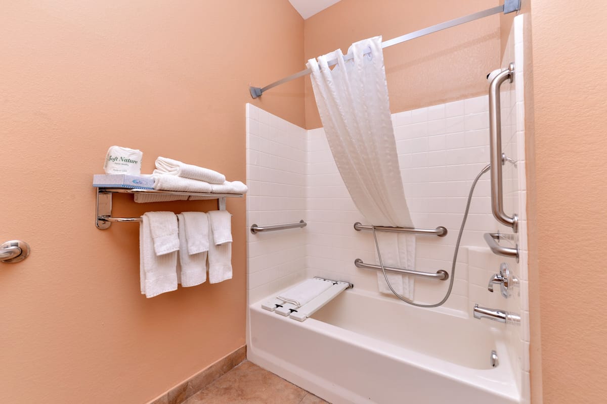 Studio suite, 1 kingsize bed, toegankelijk voor mindervaliden (Mobility, Accessible Tub) | Een bureau, een laptopwerkplek, verduisterende gordijnen