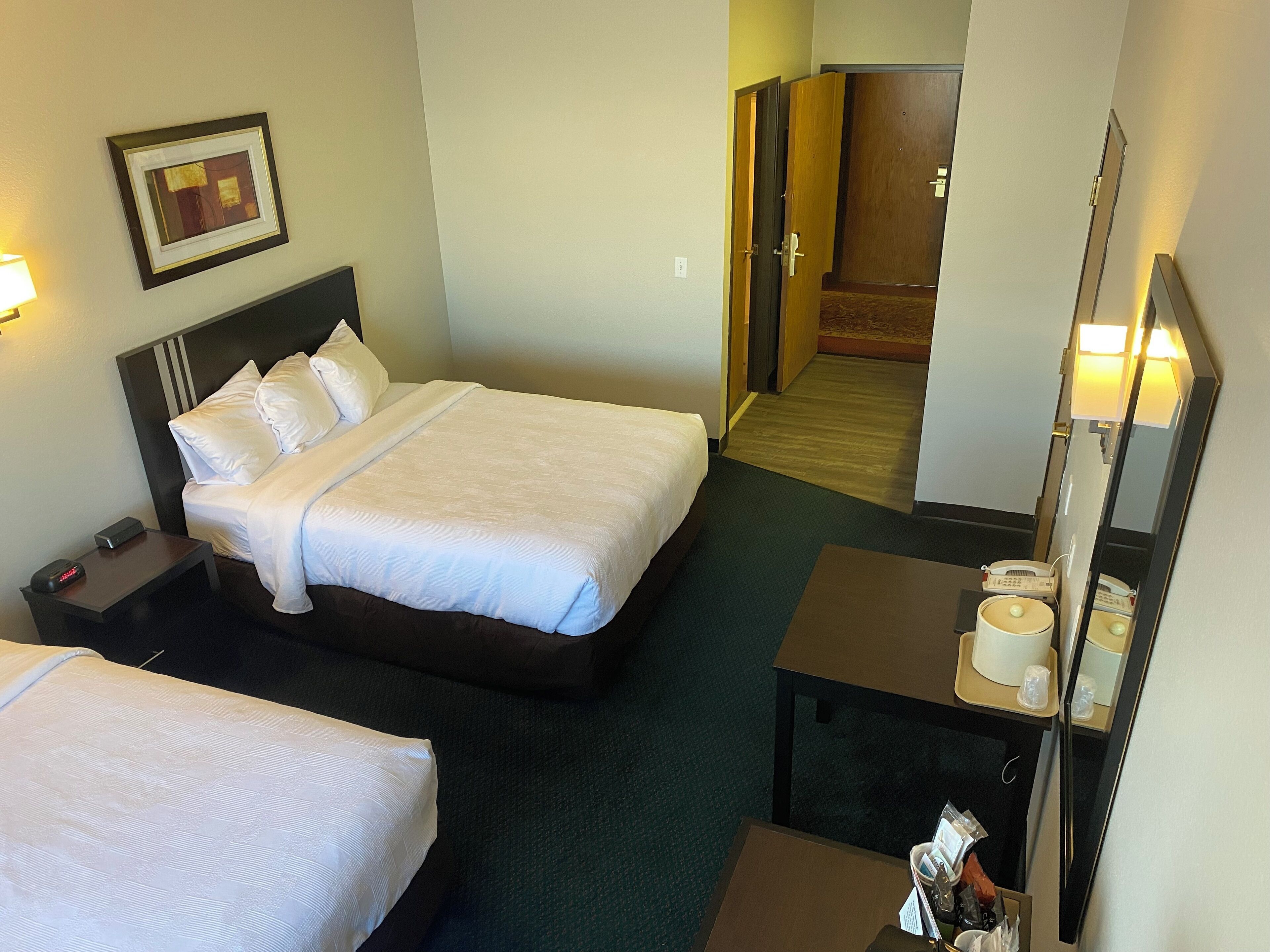 deluxe room, 2 queen beds, non smoking | desk, free wifi, bed sheets, alarm clocks