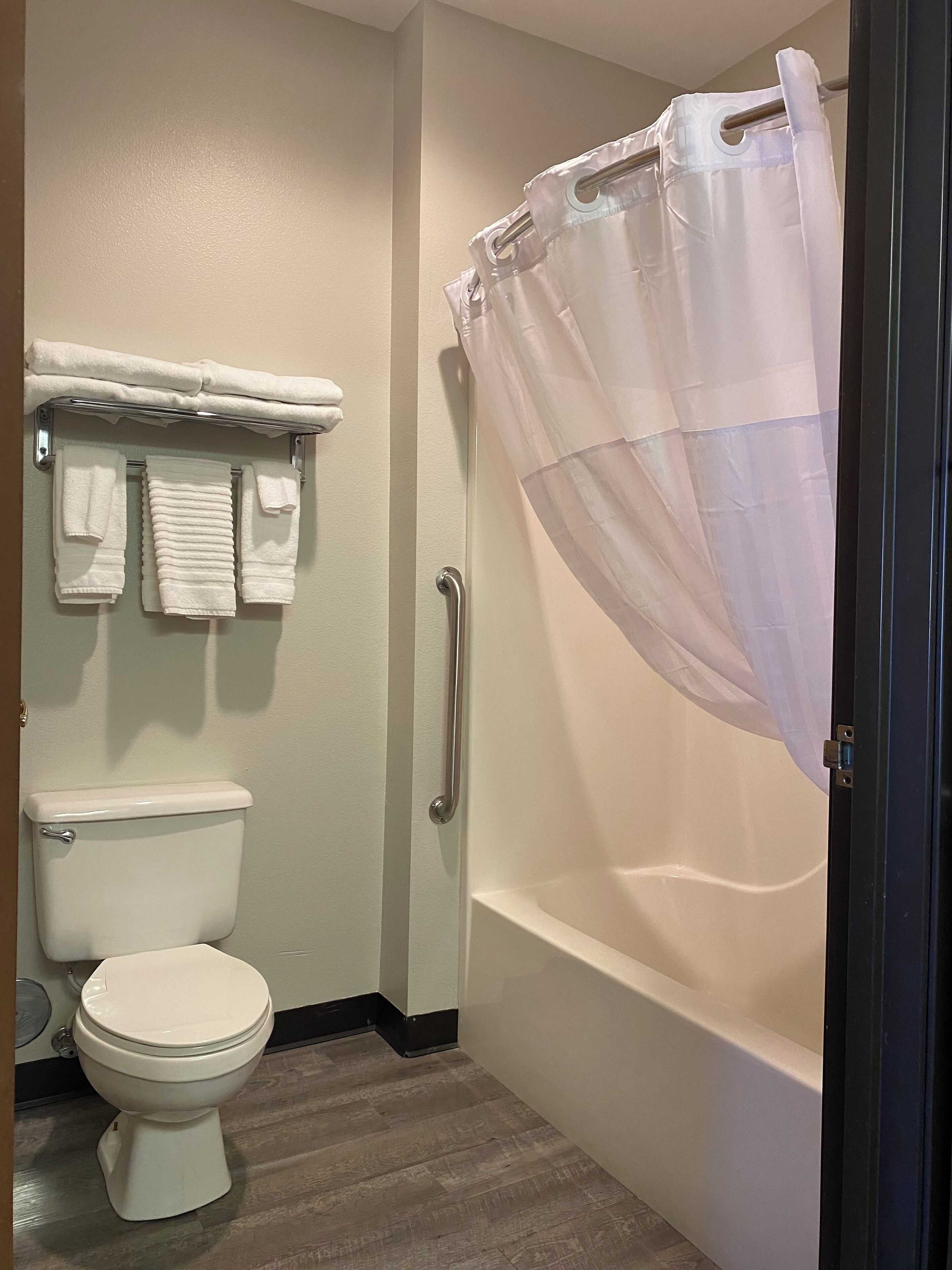 deluxe room, 2 queen beds, non smoking | bathroom | combined shower/bathtub, jetted bath, free toiletries, hair dryer