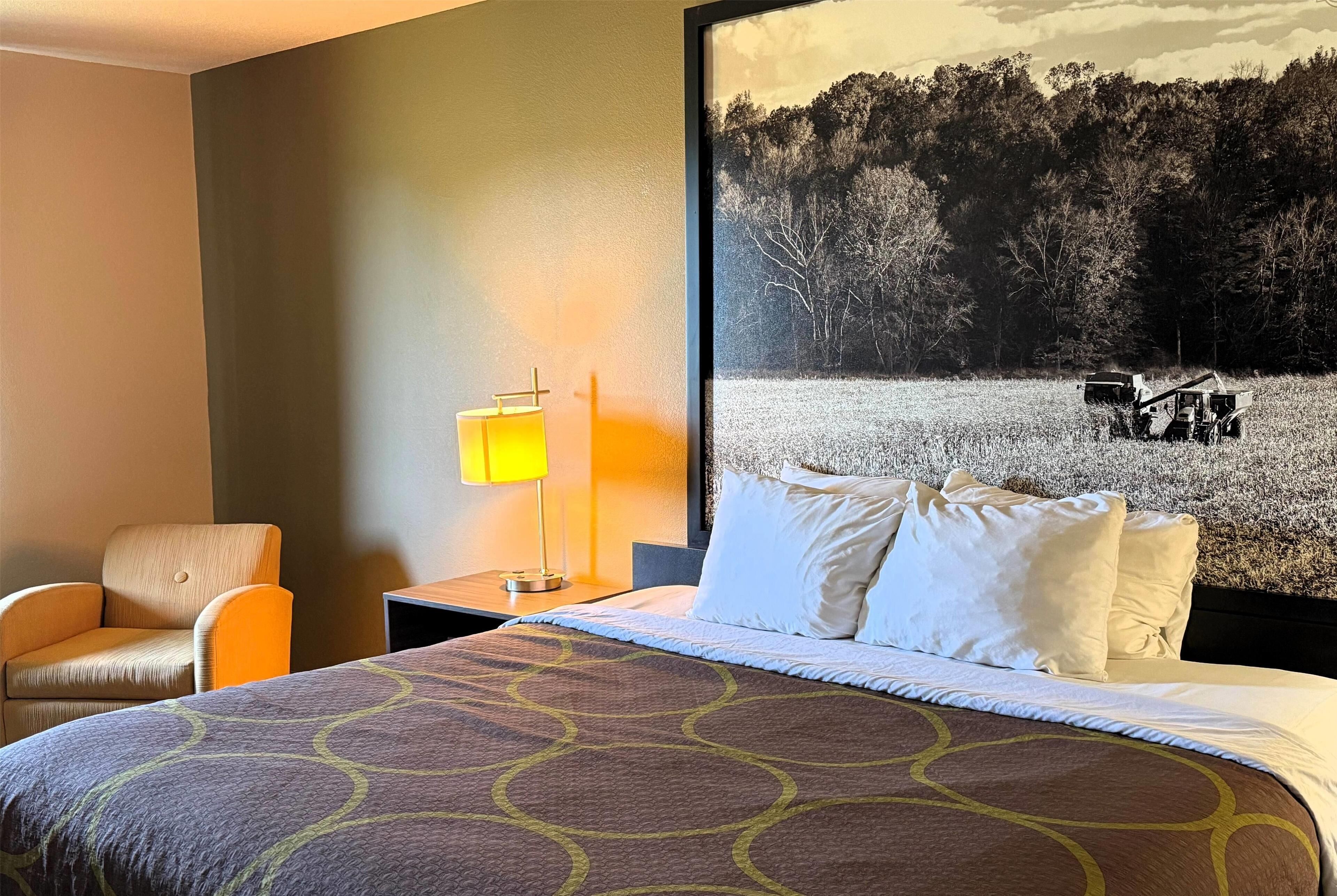 desk, laptop workspace, blackout curtains, free cots/infant beds